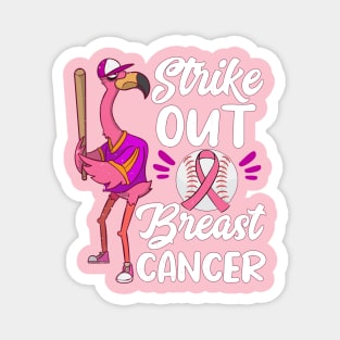 Strike Out Breast Cancer Baseball Ball Flamingo Awareness Magnet