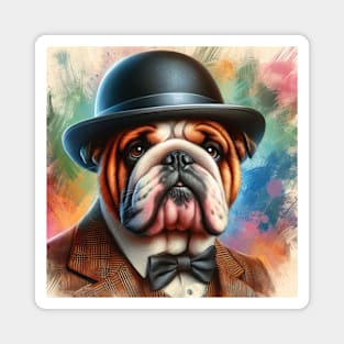 English Bulldog Splash Art Magnet