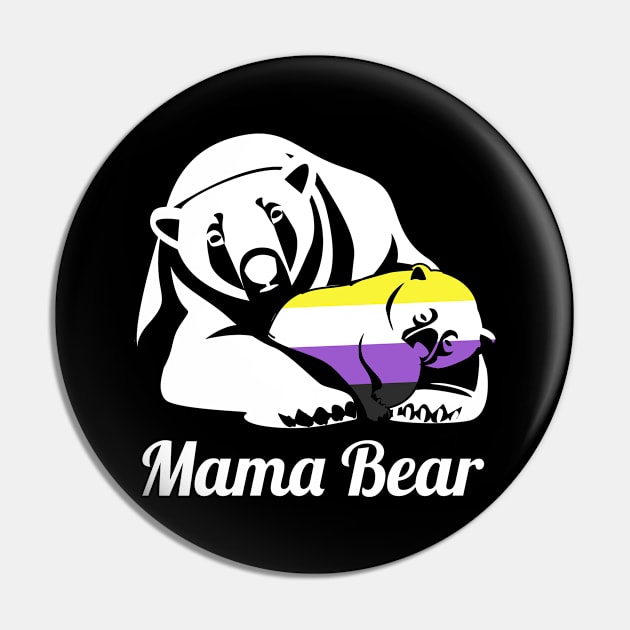 Non-Binary Mama Bear Enby Mom LGBT Pin by Dr_Squirrel