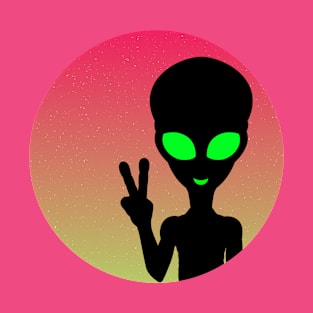 Colourful, Cute Design of an Alien Giving a Peace Sign T-Shirt