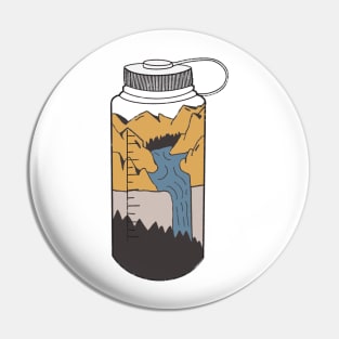 Water Bottle Mountain Scene Pin