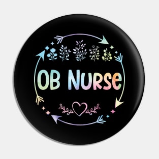 OB Nurse cute floral watercolor Pin