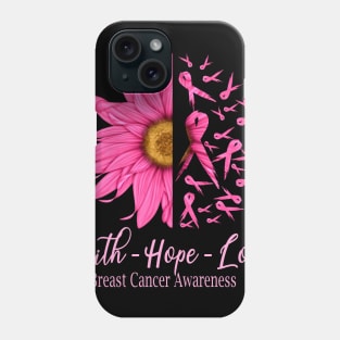 Breast Cancer Faith Hope Love Daisy Pink Ribbon Phone Case