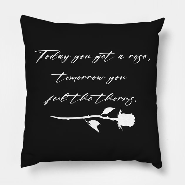 ROSE & THORNS (dark background) Pillow by InkVee