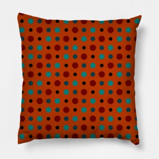 Orange, red and Turquoise Dots Pillow