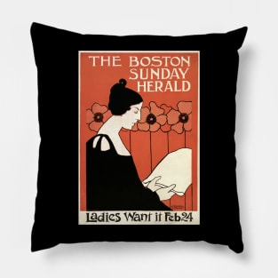 The Boston Sunday Herald (1895–1901) vintage poster Pillow