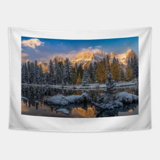 View Of Lake And Mountains Spring Creek Pond Tapestry