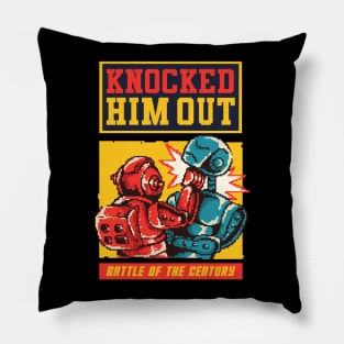 knocked him out robot pixel Pillow