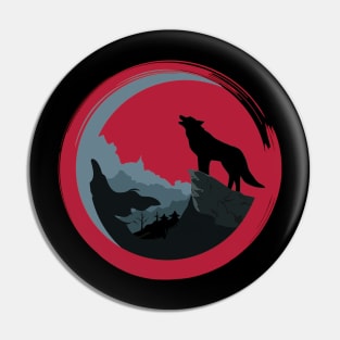 Blood wolf against moon Pin