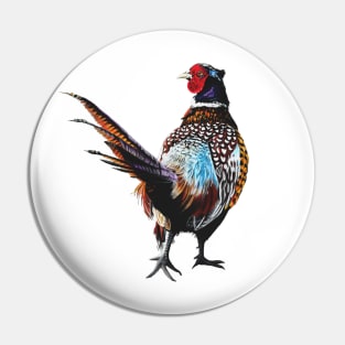 Ardler the Pheasant white background Pin