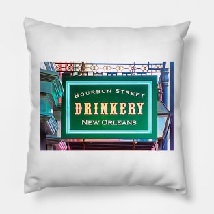 Bourbon Street Drinkery Sign Pillow