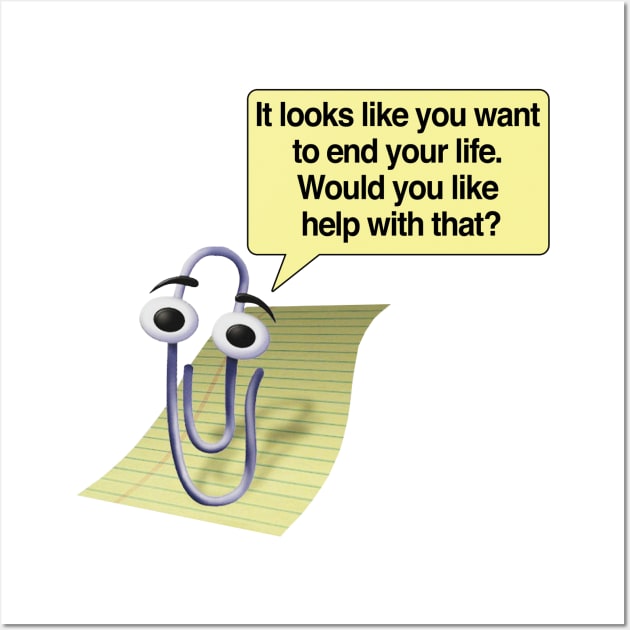 Microsoft Clippy Suicide Assistant Meme shirt Parody - Humor - Posters and  Art Prints