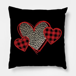 Girls Valentines Day Shirts Hearts Love Leopard Plaid Kids Pillow