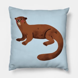 Otter Painting Hand Drawn Pillow