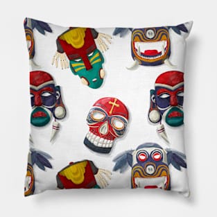 Watercolor tribal mask Pillow