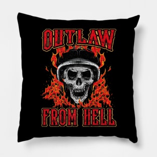 Outlaw Skull Biker Skeleton Pillow