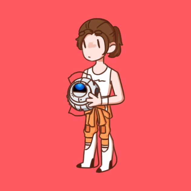 Chell and Wheatley by pixelpeach