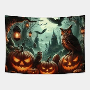 Spooky Halloween Forest Tapestry