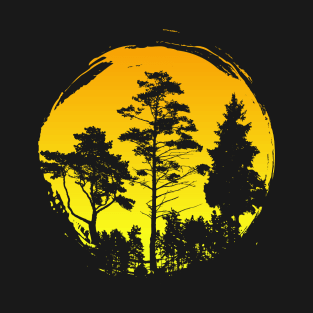 Sunset Minimalist Trees T-Shirt