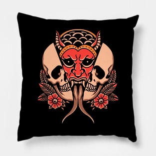 evil krampus tattoo Pillow