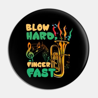 Blow Hard Finger Fast Funny Saxophone Musician Pun Pin