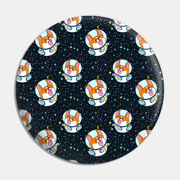 Corgis in Space Pin by SPufferARTs