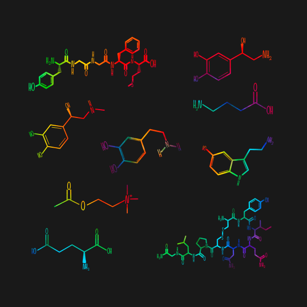 Neurotransmitters Happy Chemicals Tie Dye Sticker Sheet by GrellenDraws