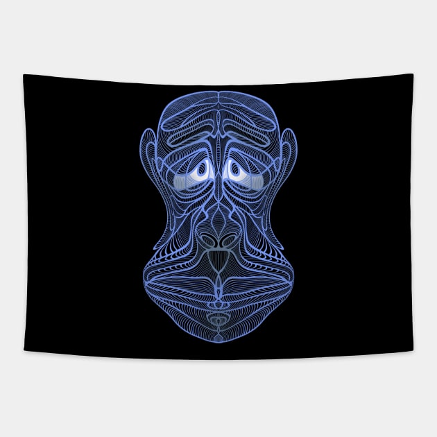 Sad Blue Monkey Tapestry by DaveDanchuk