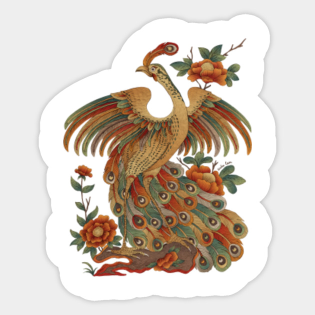 Artistic Exotic Peacock Retro Paint Peacock Sticker Teepublic