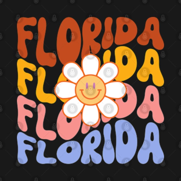 Florida Groovy Daisy Travel Wanderlust State by Lavender Celeste