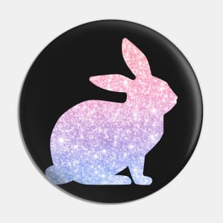 Pastel Pink and Purple Ombre Faux Glitter Easter Bunny Pin