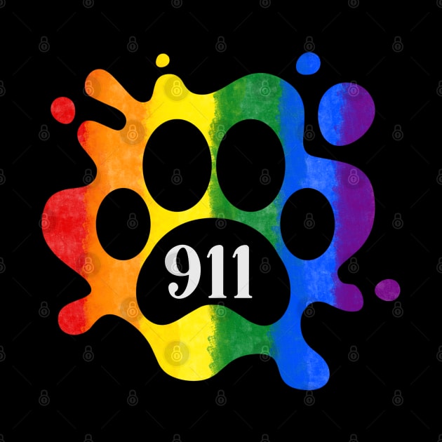 Dispatcher LGBTQIA 911 Rainbow Pride Paw Print by Shirts by Jamie