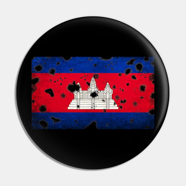 Cambodia Flag Grunge Pin by Historia