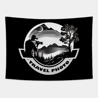 Travel Photo Adventure Black and White Tapestry