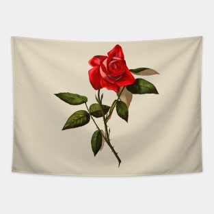 Single Stem Red Rose Isolated Vector Art Tapestry