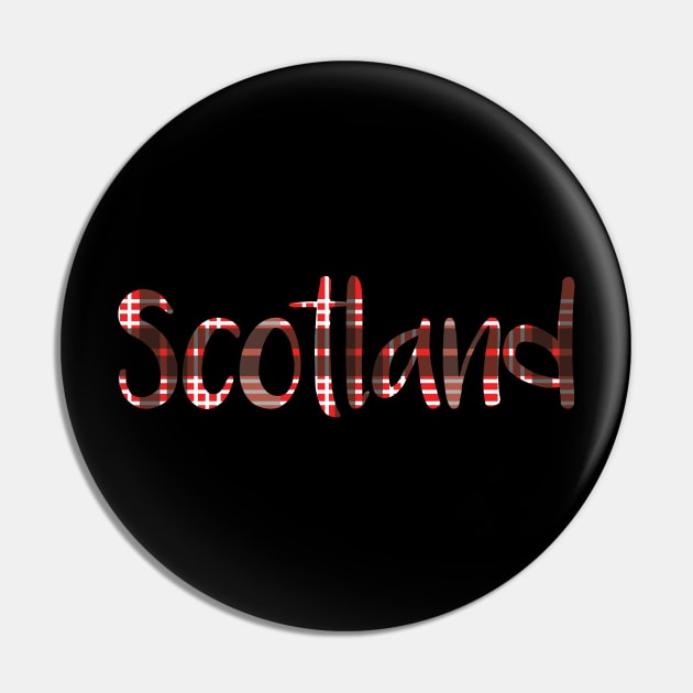 SCOTLAND, Red, Black and White Tartan Style Design Pin by MacPean