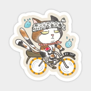 Bored Neko on a bicycle on an Old school bicycle. Magnet