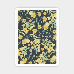 Vintage Floral (Black, gold and teal) Magnet