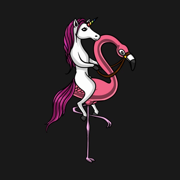 Magical Unicorn Riding A Flamingo Bird by underheaven