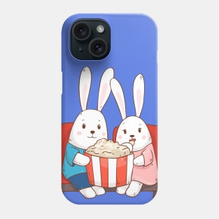 Bunnies Movie Night Art Print Phone Case