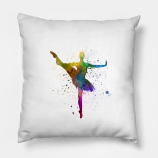 Classical ballet girl in watercolor Pillow