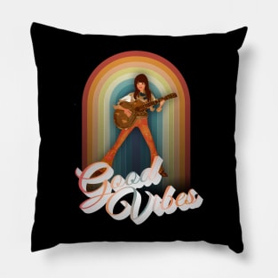 Retro Guitar Good Vibes Pillow