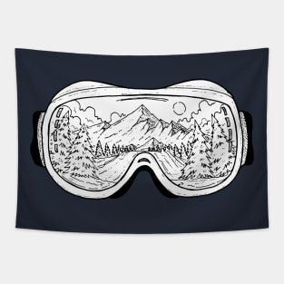 mountain reflection ski goggles Tapestry