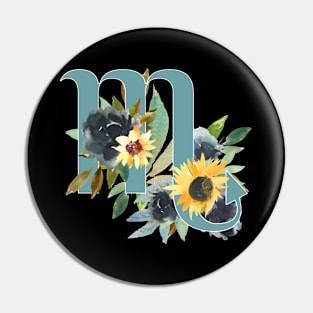 Scorpio Horoscope Zodiac Blue Sunflower Design Pin