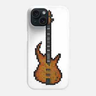 Tiled Pixel Burning Fire Bass Guitar Upright Phone Case