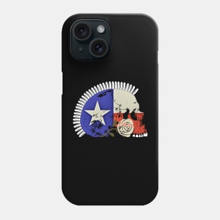 Texas Flag Skull with Bullet Mohawk and White Rose Phone Case