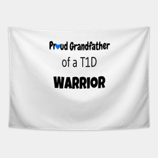 Proud Grandfather - Black Text - Blue Heart Tapestry