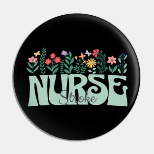 Stroke Nurse Floral Pin