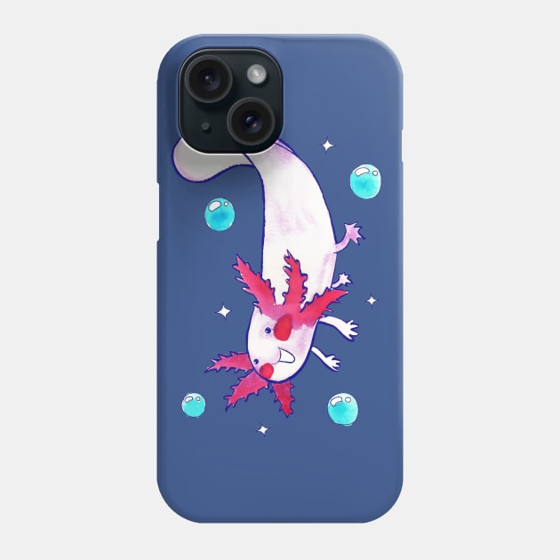 Sparkly Bubbly Watercolor Axolotl Phone Case by saradaboru