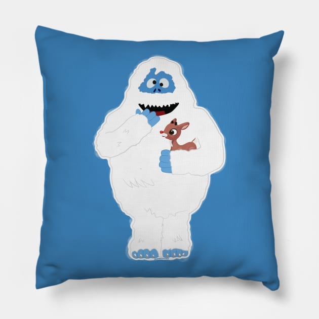 Classic Christmas Abominable Snowman with Rudolph © GraphicLoveShop Pillow by GraphicLoveShop